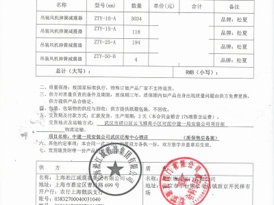 【酒店案例】武汉泛海中心酒店项目ZTY型弹簧减震器“附合同”